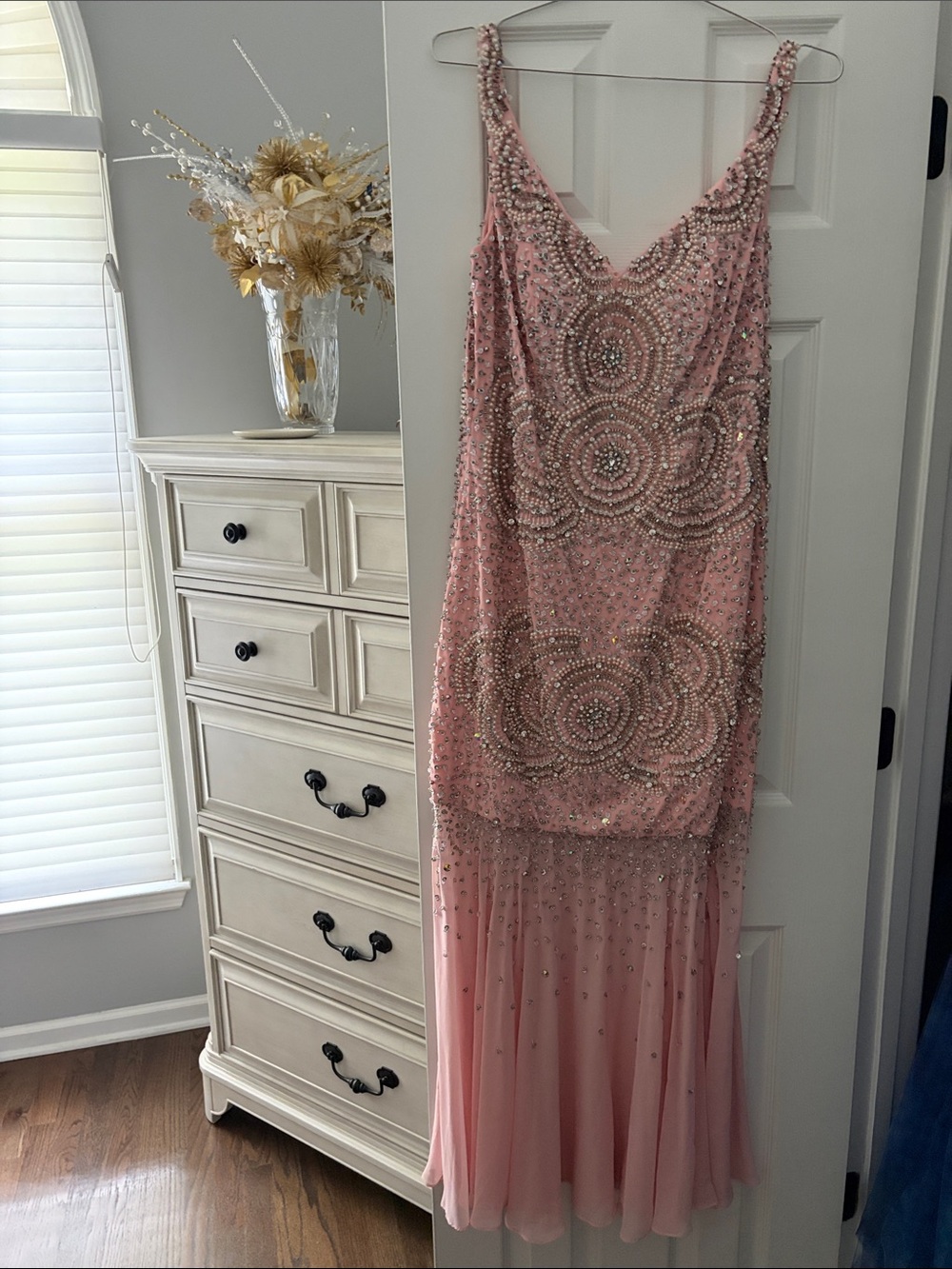 Terani Couture Pink Beaded Maxi Dress